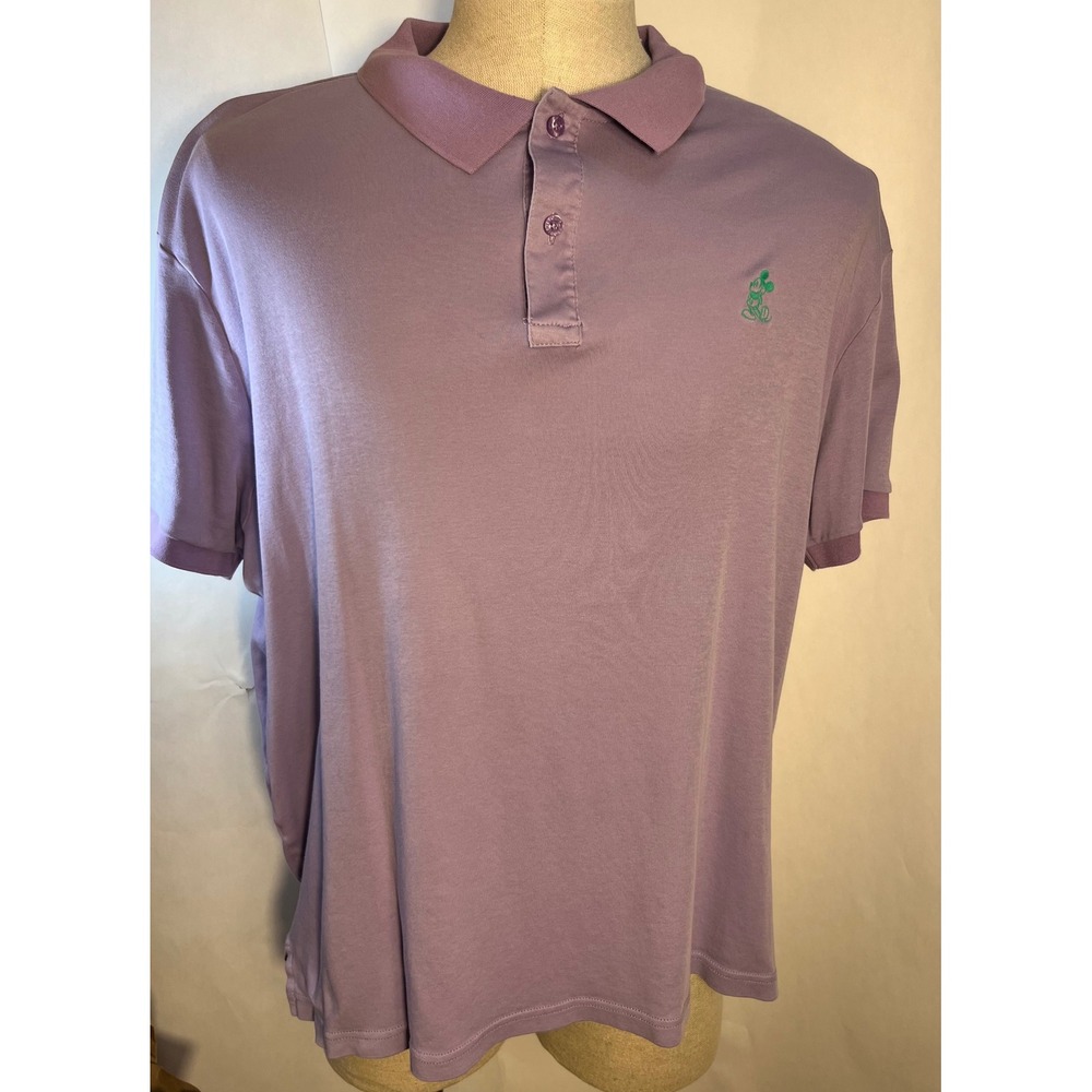Disney Parks Men's Modern Fit Polo Shirt Purple Violet Mickey Mouse Size XXL 2XL